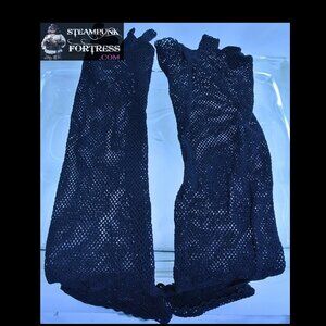 BLACK OPERA ELBOW LENGTH FISHNET FINGERLESS GLOVES 80S COSPLAY COSTUME HALLOWEEN